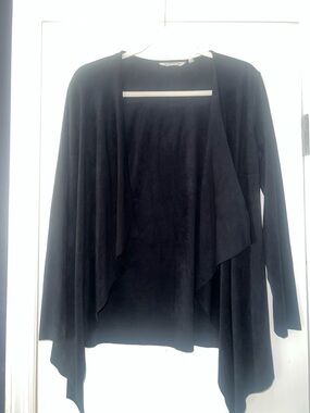 Soft Surroundings Black Open-Front Draped Cardigan